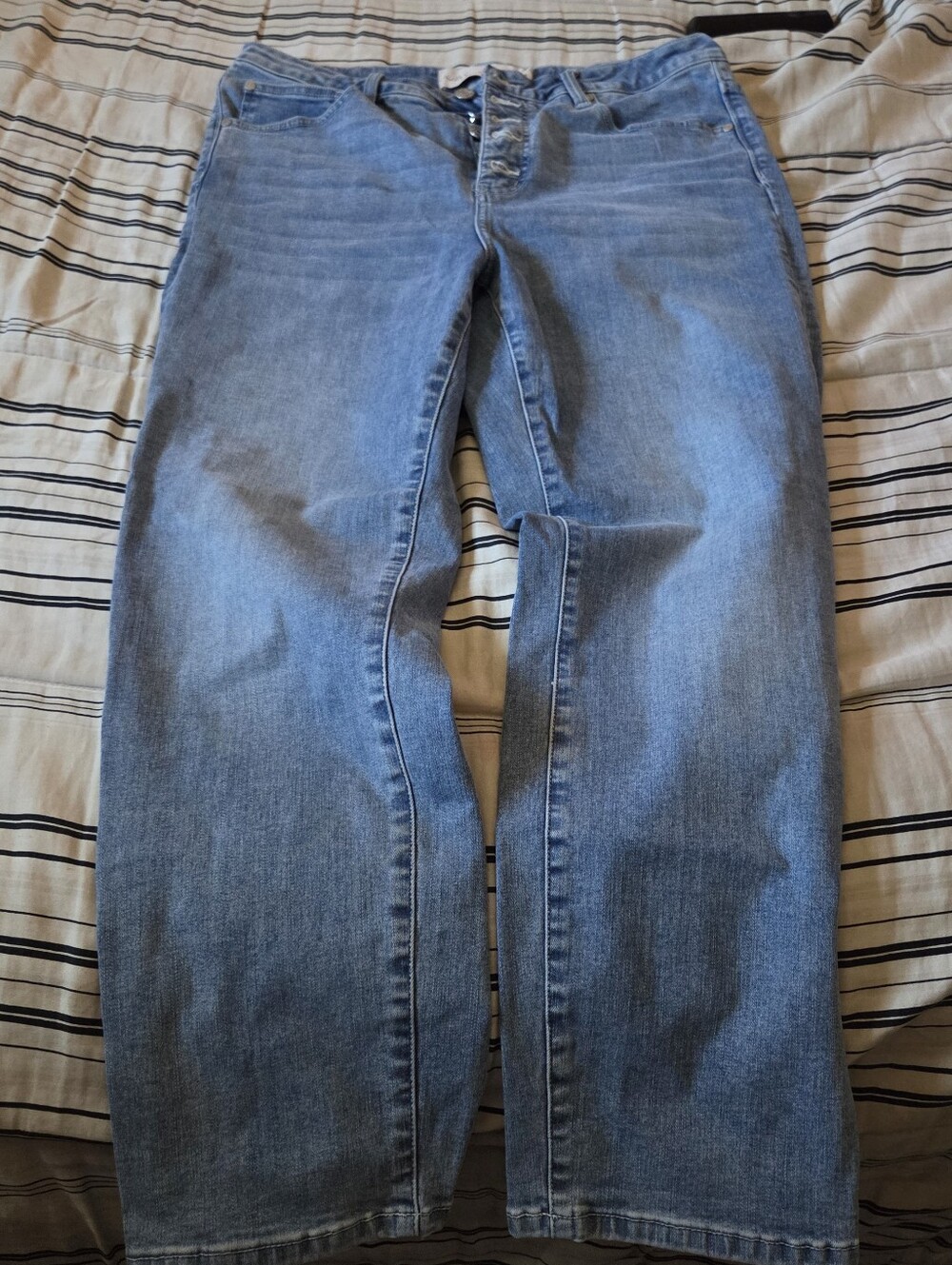 Soft Surroundings Classic Straight-Leg Buttonfly Jeans in Light Blue